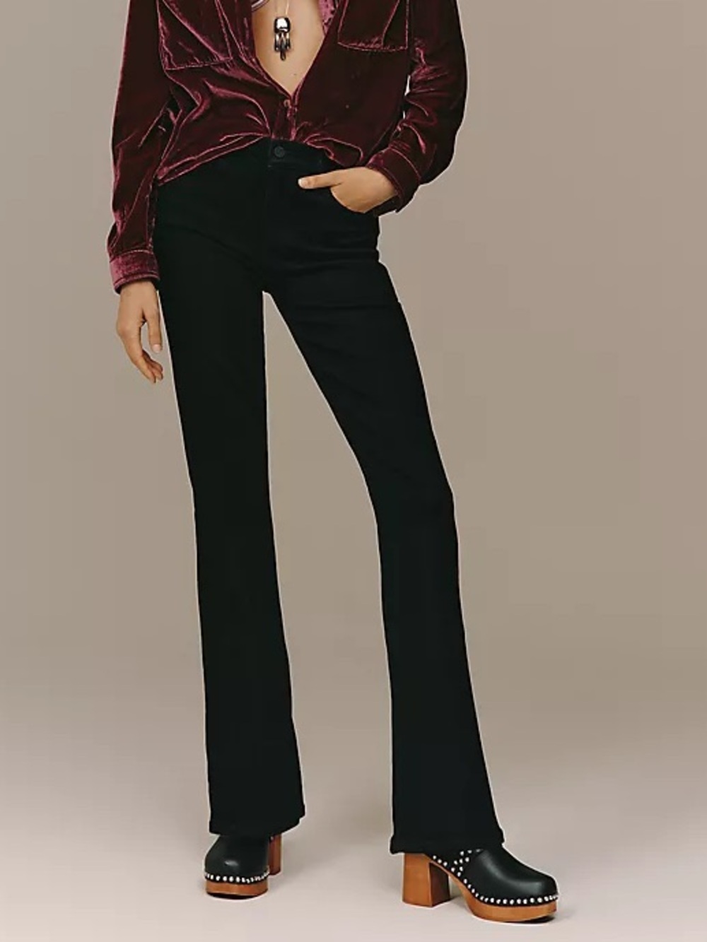 Anthropologie Mother Weekender Nighty Night Black Slim Flare Jeans